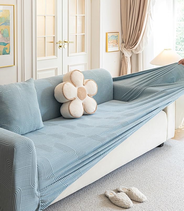 Housse de canapé extensible velours épais orange protège inclinaison - 7