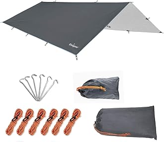 Unigear Tarp Rain Fly Tarp Waterproof Tent Cover Hiking Shelter Foldable Lightweight Waterproof for Camping and Protection Against Rain, Snow and Sun