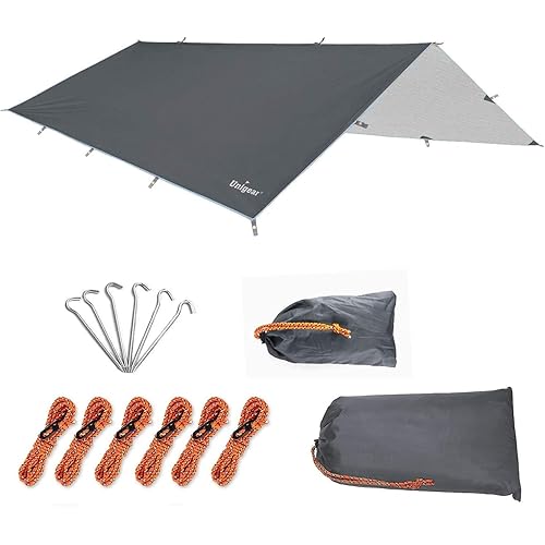 Unigear Tarp Rain Fly Tarp Waterproof Tent Cover Hiking Shelter Foldable Lightweight Waterproof for Camping and Protection Against Rain, Snow and Sun