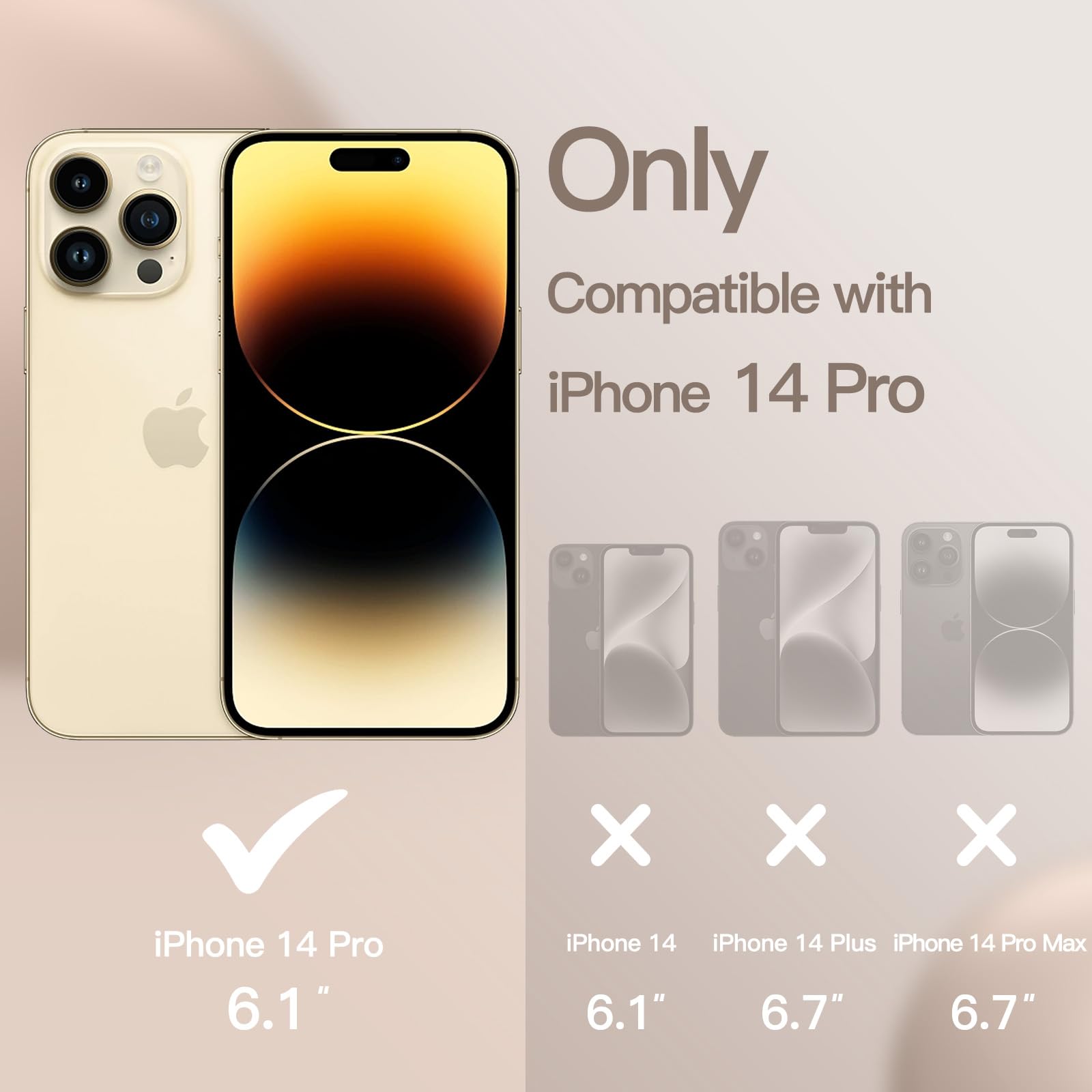 JETech Silikonowe Etui dla iPhone 14 Pro, Beż | Jedwabiście Miękki Dotyk, Ochrona przed Wstrząsami, Odporne na Zarysowania, Wyściółka z Mikrofibry