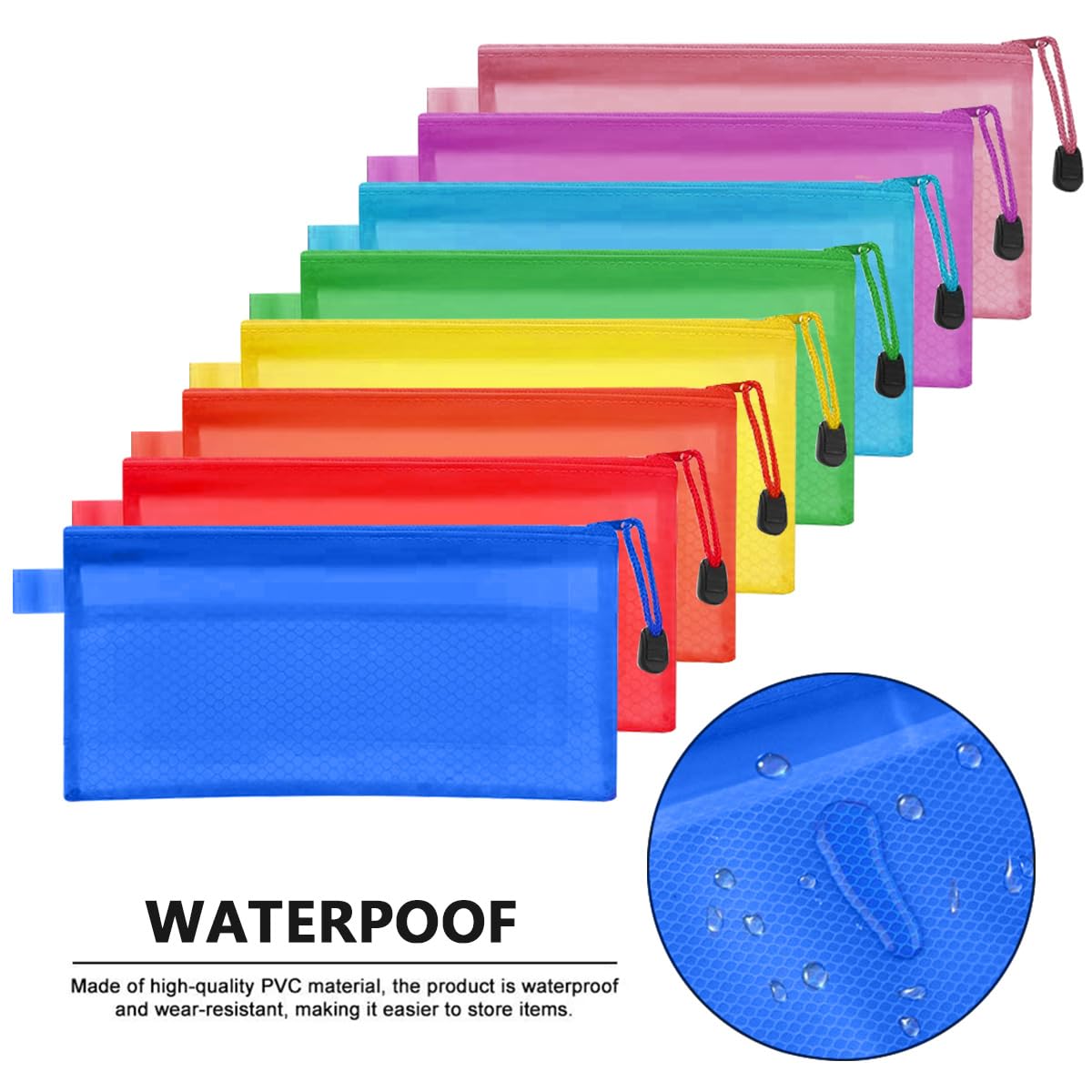 FOCCTS 32 pcs Trousses Transparentes Lot Sac de Rangment Imperméable Coloré Pencil Box Trousse de Toilette Stylo Pochettes à Dossiers A6 en PVC Sac de Voyage Stylo Papeterie Porte Monnaie