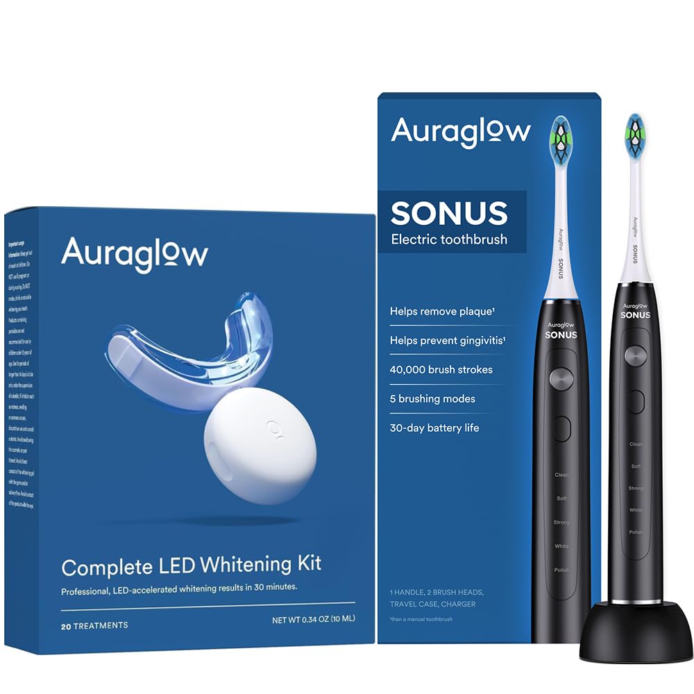Auraglow Teeth Whitening Kit Sonus Electric Toothbrush