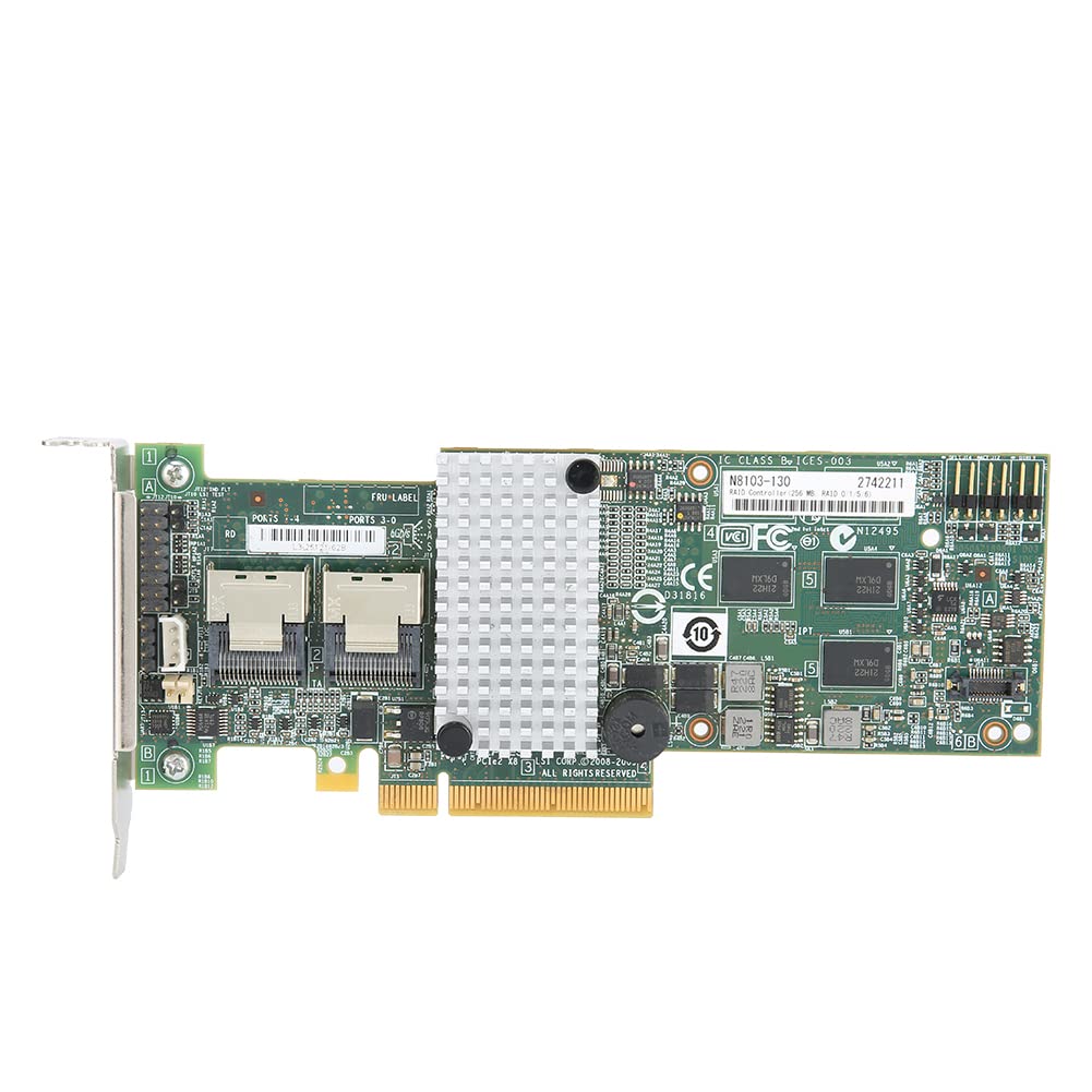 RAID Controller Card for LSI 9264 8i M8103, PCIE 6GBps SAS SATA RAID Card, 256MB Cache with 8X Internal Ports and 2X Mini SAS Connectors, Support RAID 0 1 5 6 10 50 60 for Server S