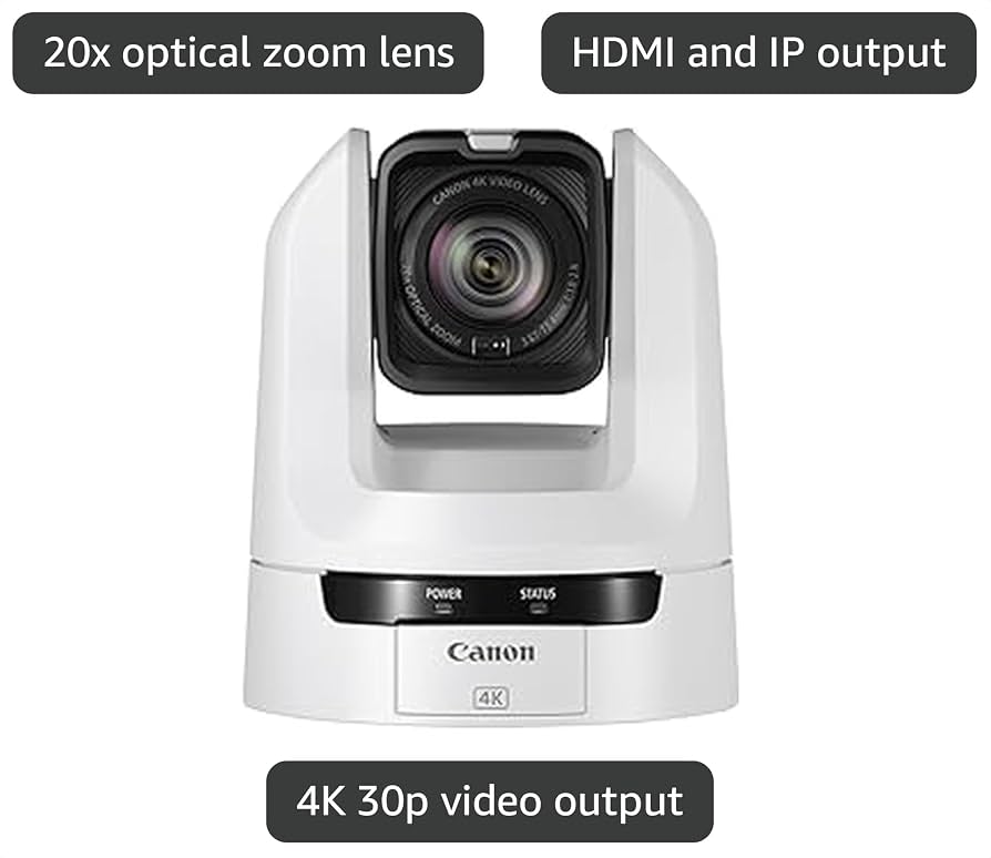 Amazon.com : Canon CR-N100 PTZ Camera (White), 20x Optical Zoom