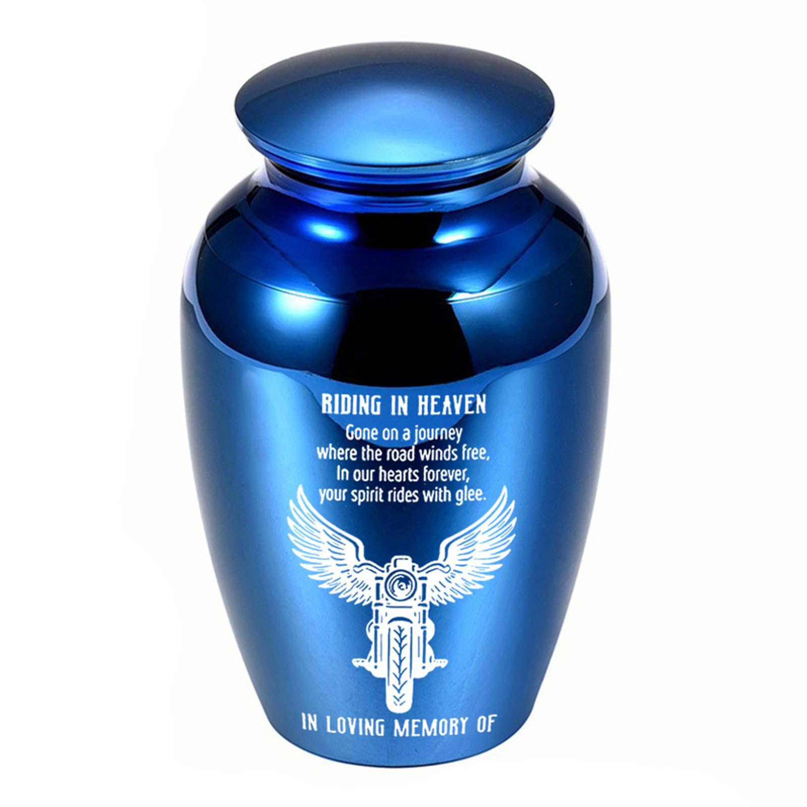 Motorbike Riding in Heaven Aluminum Alloy Small Cremation Urn Waterproof Design for Ashes Secure Storage and Memorial Memorial Urn for Ashes