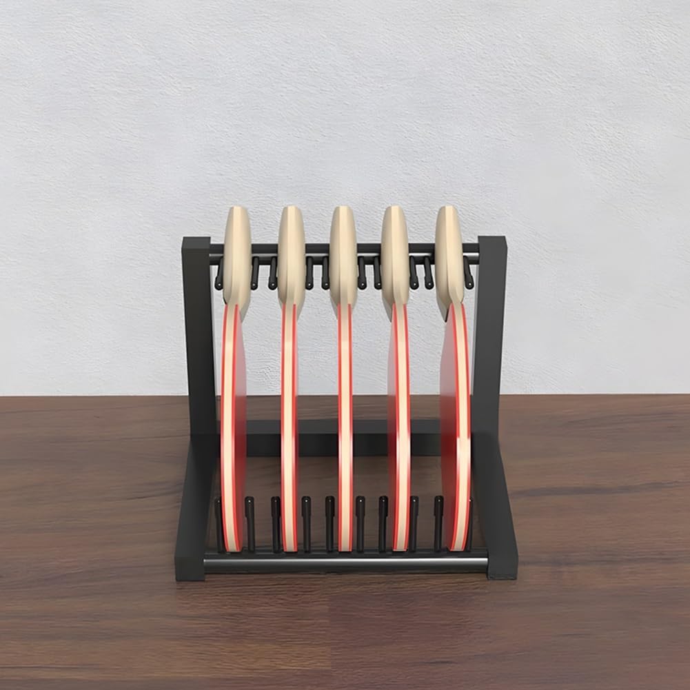 GZHERVICES Table Tennis Paddle Storage Rack, Table Tennis Racket Display Holder for 5 Rackets, Table Tennis Accessories Organizer, Paddles Holder