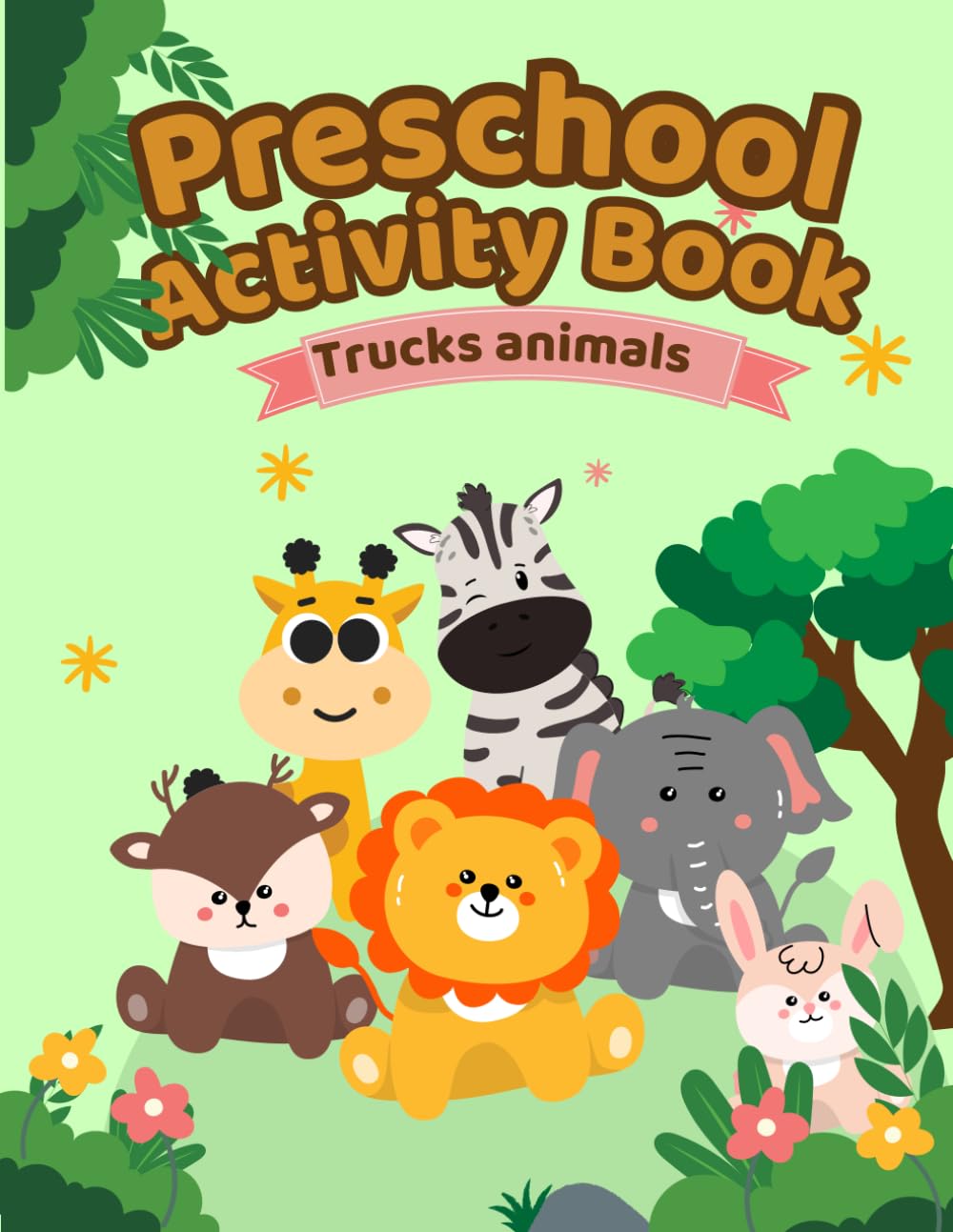 Preschool Activity Book Trucks animals: Maze, tracing, Counting, coloring and drawing animals to Develop Skills for Ages 3-5
