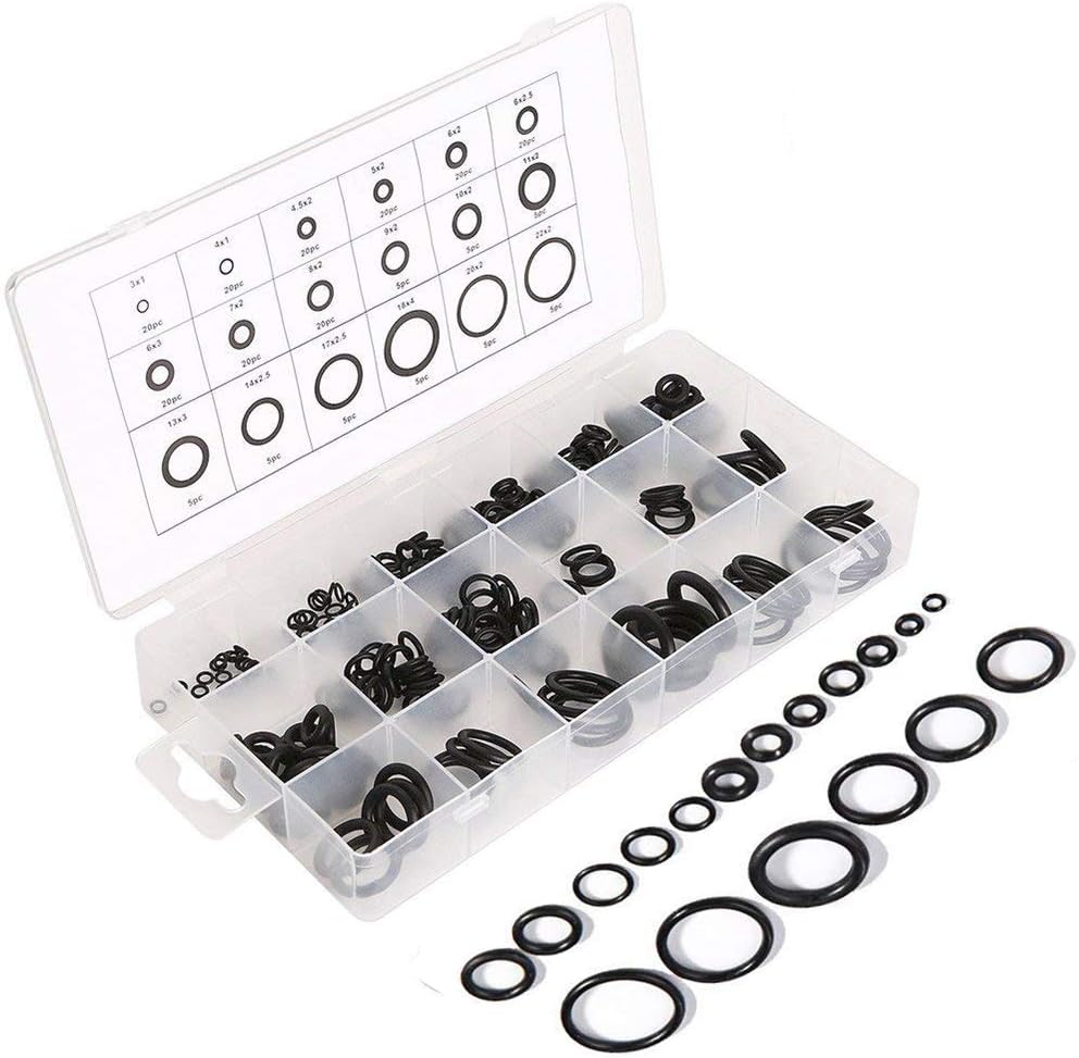 225pc Rubber O-Ring Assortment Kit 18 Sizes Small O Ring Kit Assorted Sealing Washer Kit for Automotive,Electronic,Plumbing