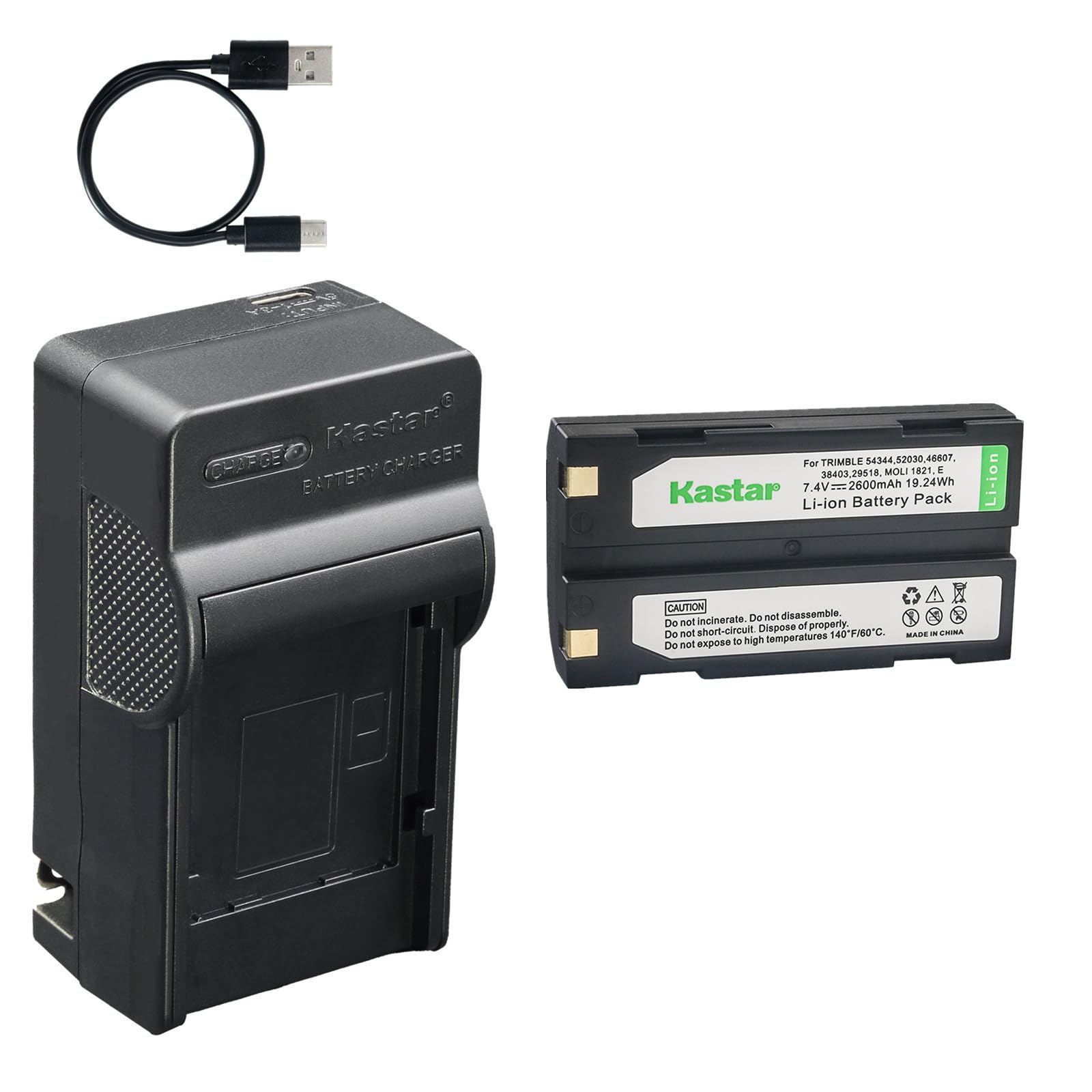 Kastar 1-Pack Battery and AC &amp; USB-C Charger for 1821 Series MCR1821 MCR1821C MCR1821J and 29518 38403 46607 52030 54344 Parts Used in GPS Units Data Collectors Survey Tools Barcode Scanners