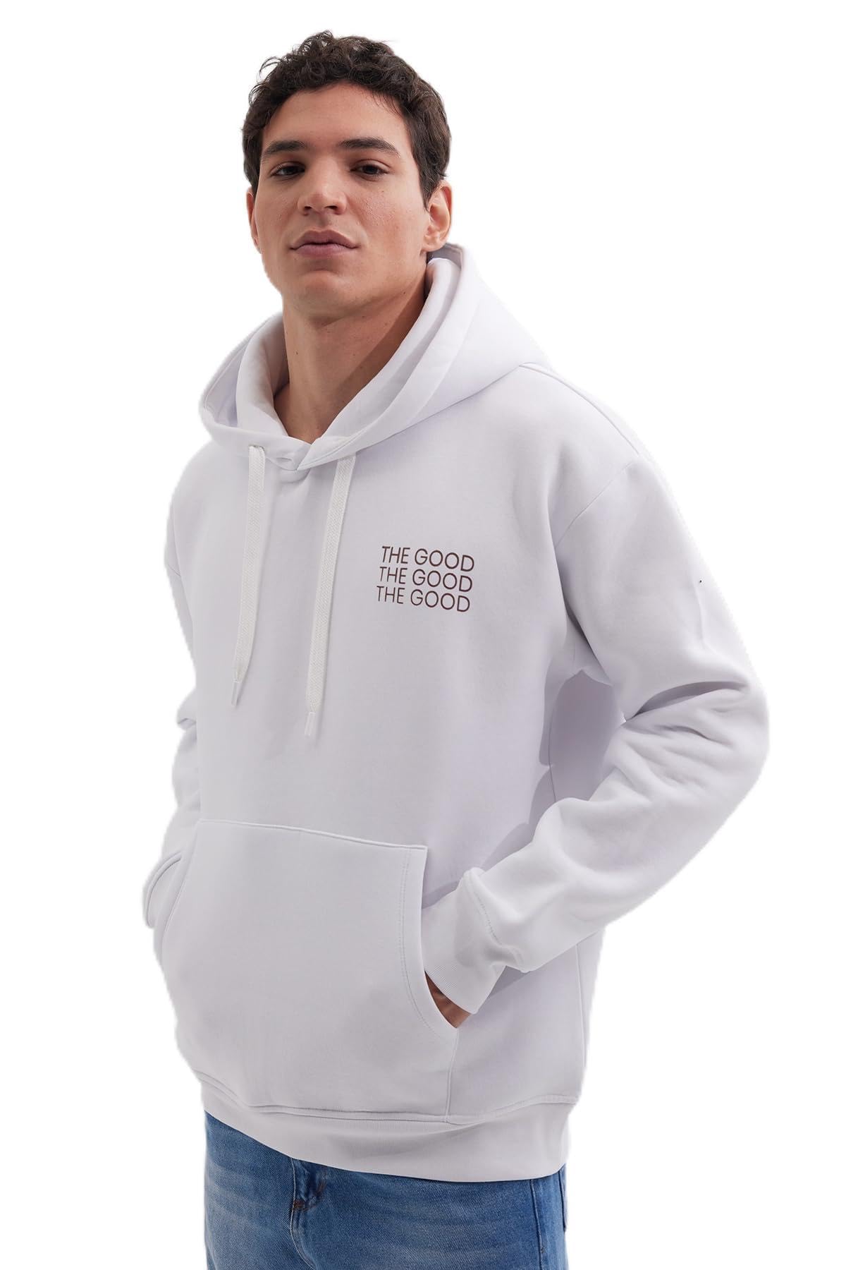 TUDORS Kapüşonlu Sweatshirt Oversize Geniş Kesim İçi Polarlı Baskılı, SW240012-7440