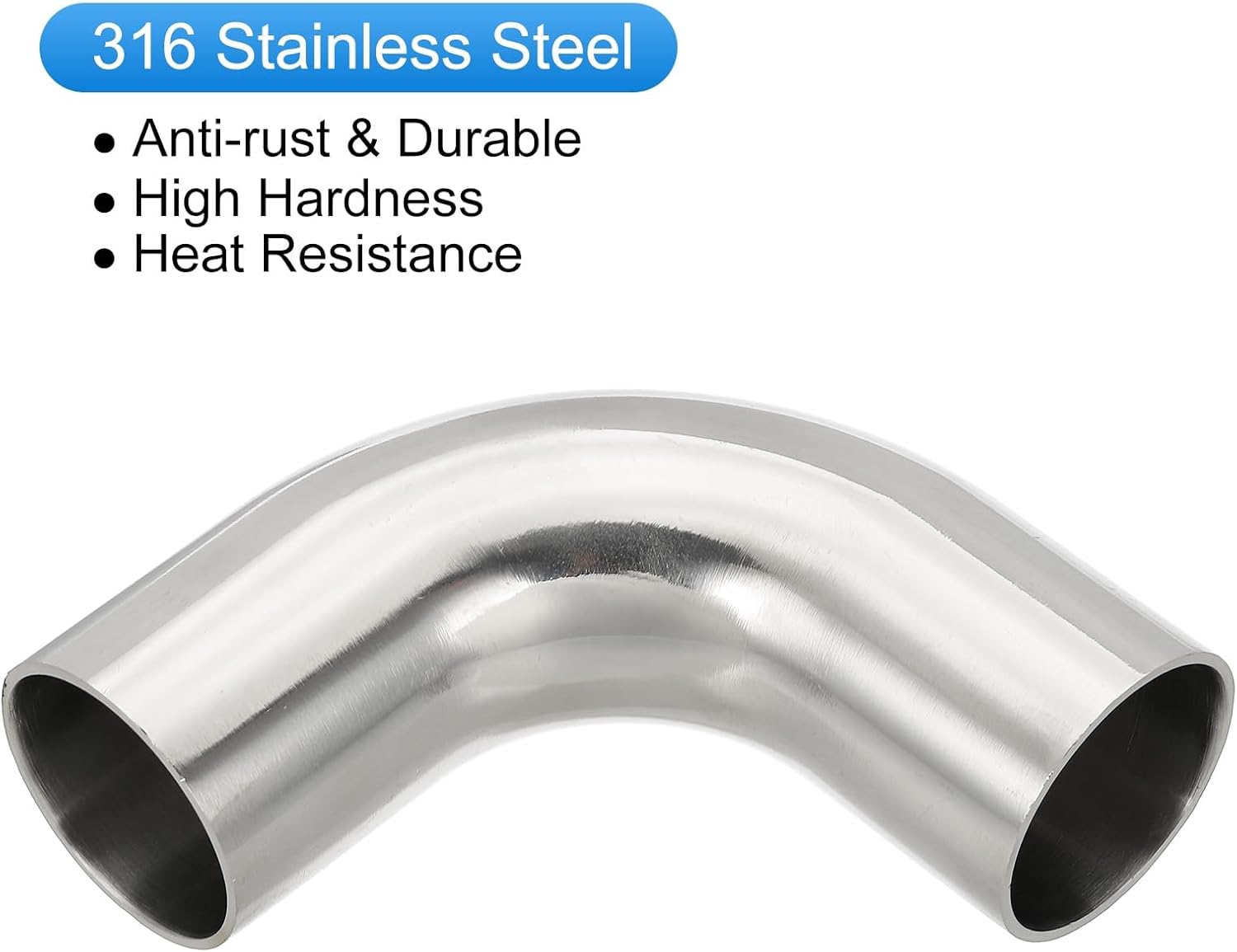 PATIKIL 2pcs 90 Degree Mandrel Bend Elbow, 1 1/4 Inch(32mm) OD Steel Exhaust Elbow Piping Connector 316 Stainless 80mm for Exhaust Pipe Stair Handrail HVAC