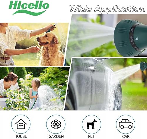 Miniatura 6 de Varita de riego de 15 pulgadas, boquilla de manguera de jardín, 8 patrones de riego ajustables, varita de lluvia con válvula de cierre de control de