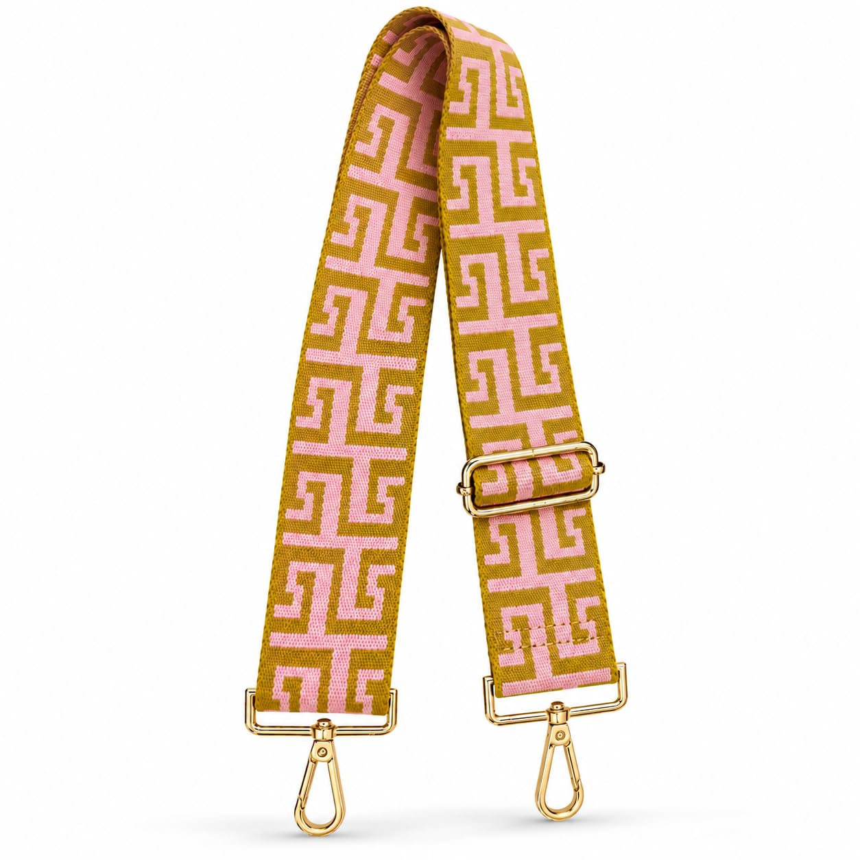 kawn wide shoulder strap for handbags, adjustable crossbody bag strap with jacquard embroidery, replacement purse strap with metal clips for women, tote, messenger & travel bags