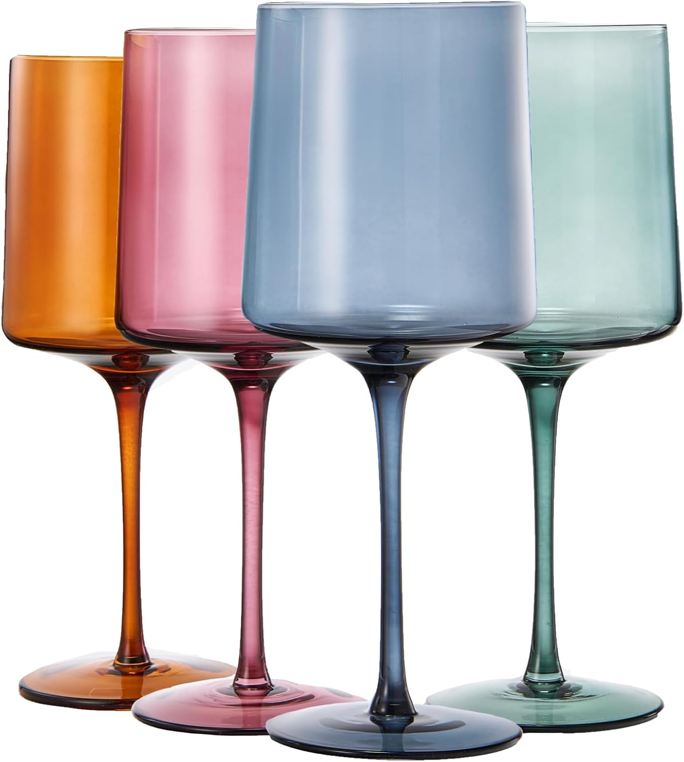 Conjunto de 4 taças de vinho de cristal quadrado colorido pa... - imagem principal do produto