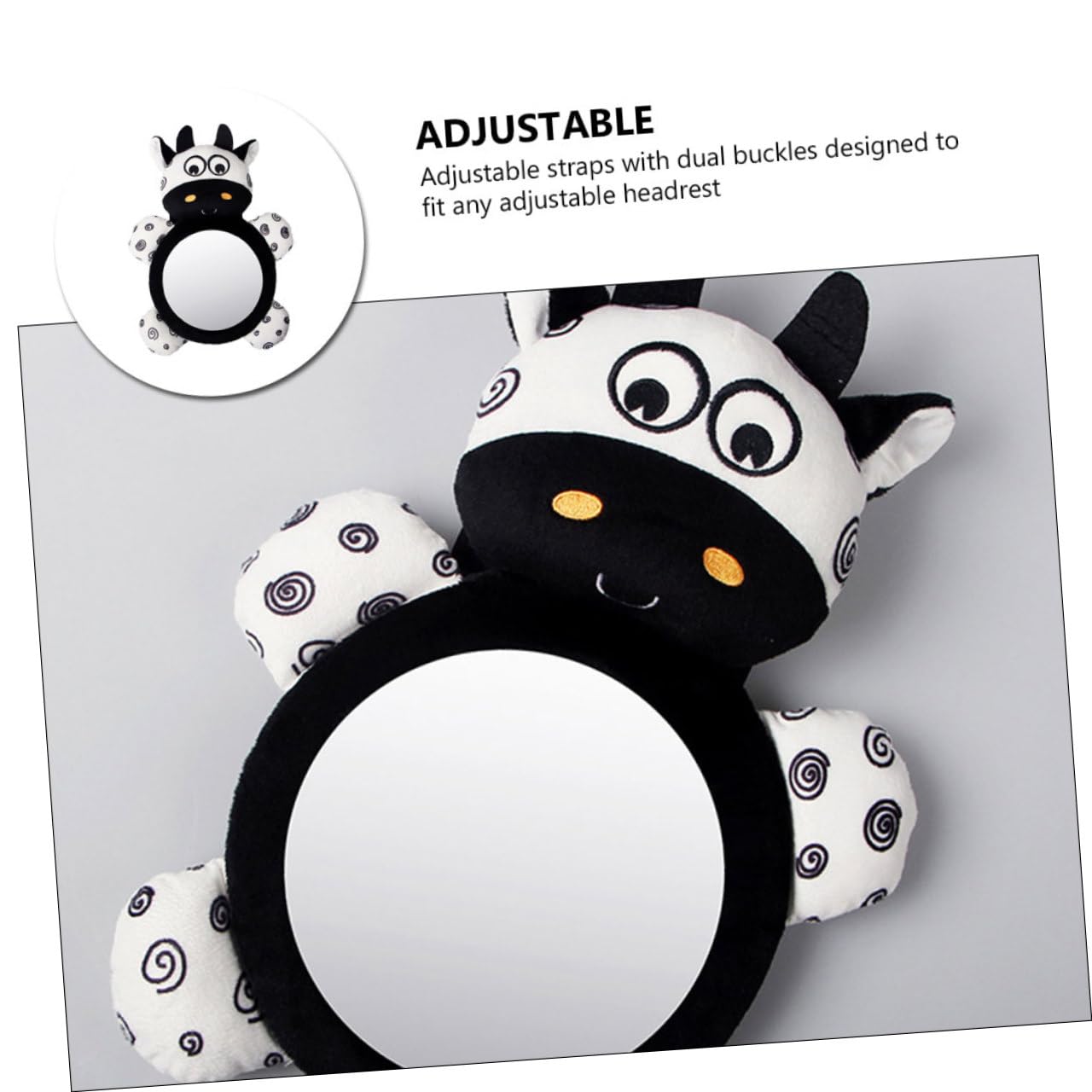 3pièces Réfléxion Miroir Observation Pour Siège Auto Miroir Arrière Pour Avec Sangles Ajustables Design Animaux Amusants Sécurité Routière Pour