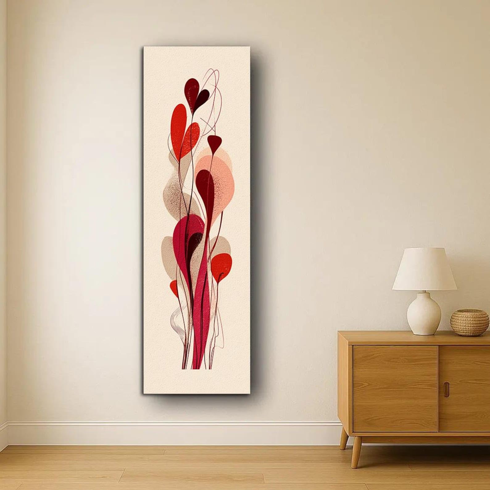 CAOXTART Abstrakcyjny obraz w kształcie serca na płótnie sztuka pionowa miłość romantyczna minimalistyczna dekoracja salonu sypialni korytarza (65 x 195 cm / bez ramy)