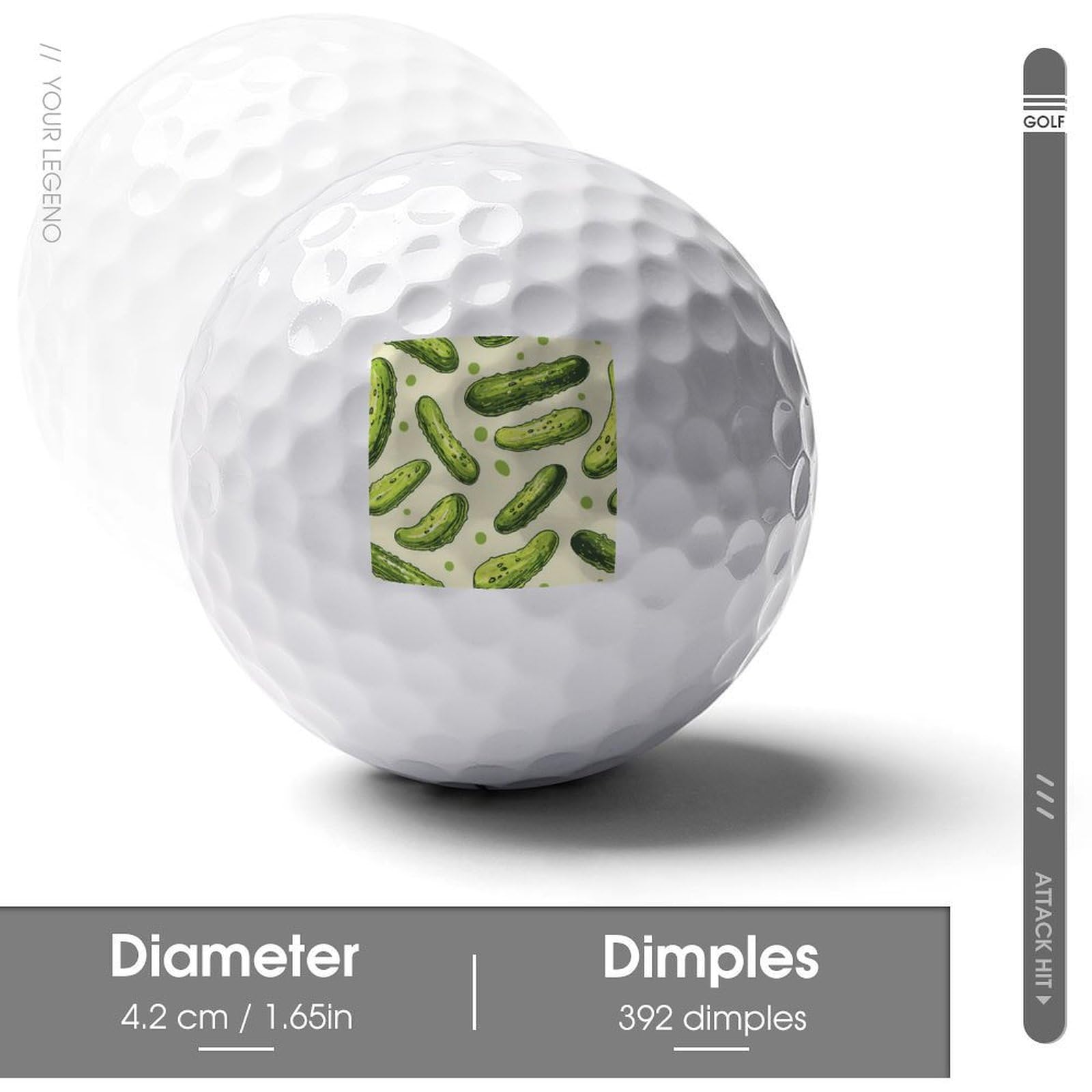 Green Pickles Cucumbers Logo Golf Balls Personalized Ball Custom for Men Women Boyfriend Husband