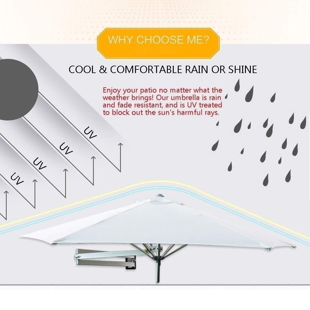 LYGSWDB Parasole 2,5 m ścienny balkonowy parasol tarasowy, meble ogrodowe środkowy kwadratowy montowany na ścianie wspornikowy uchylny parasol przeciwsłoneczny z metalowym słupkiem, biały