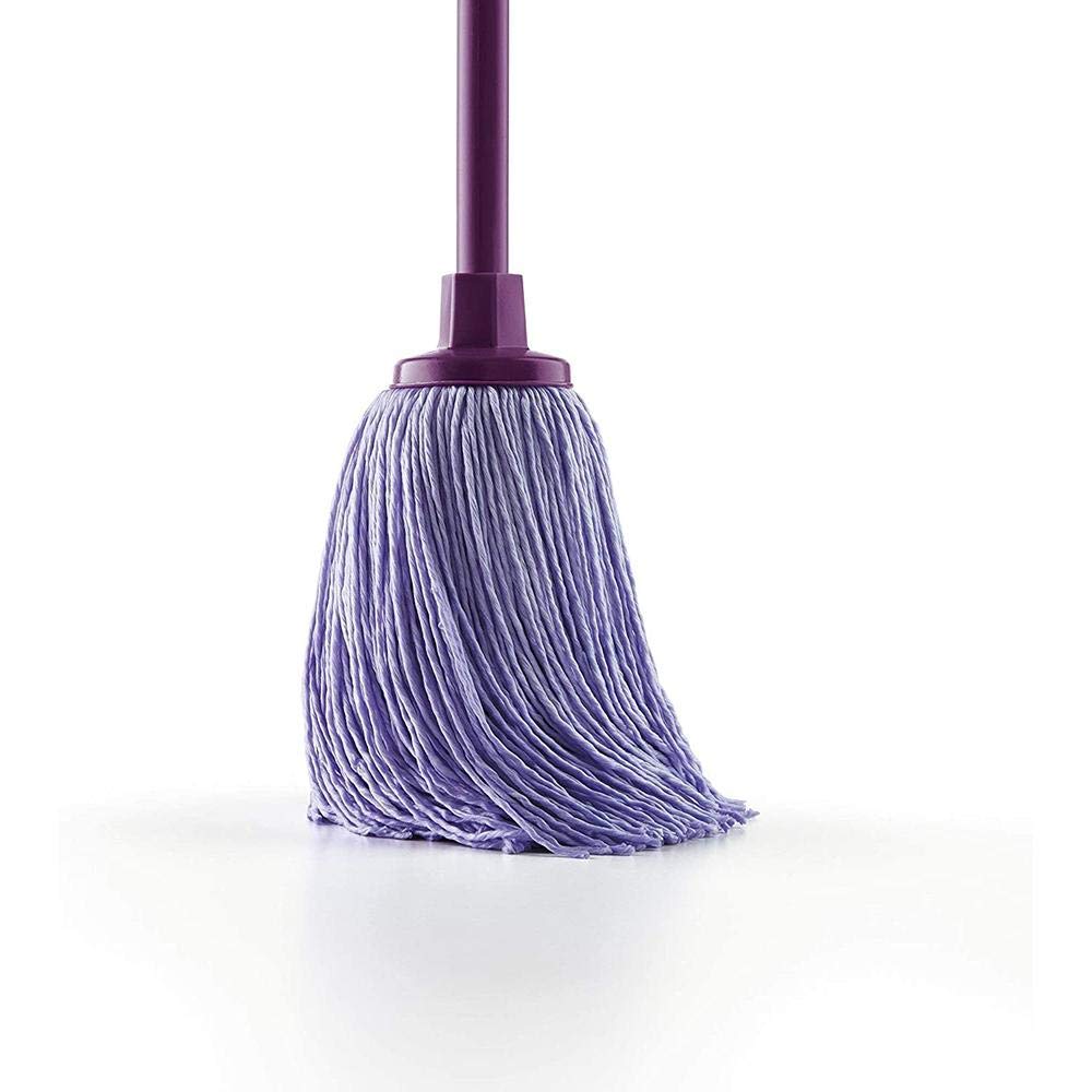 Mery | Mop z mikrofibry | Super chłonny mop | Bardzo duża głowica | Nie pozostawia śladów | Wykonany z krzyżem | Większa trwałość | Uniwersalny gwint | Kolor: liliowy, 22 cm