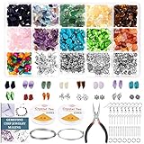 Paxcoo 1046Pcs Crystal Chip Beads and Jewelry Making Gemstones Kit for Jewelry Earring Necklace and Bracelets Making Supplies