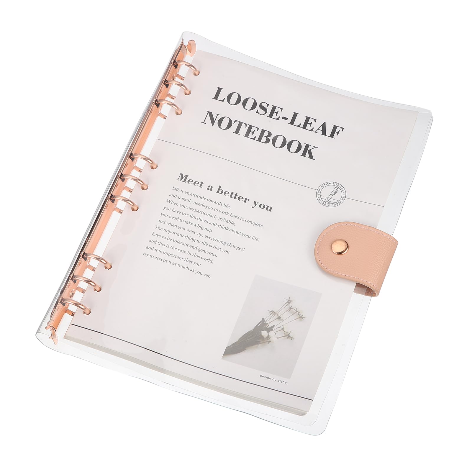 PATIKIL B5 Quaderno Raccoglitore Trasparente PVC 9 Anelli Ricaricabile Copertina Planner Con 90 Fogli A Righe Carta Interna Raccoglitore Planner Ufficio Oro