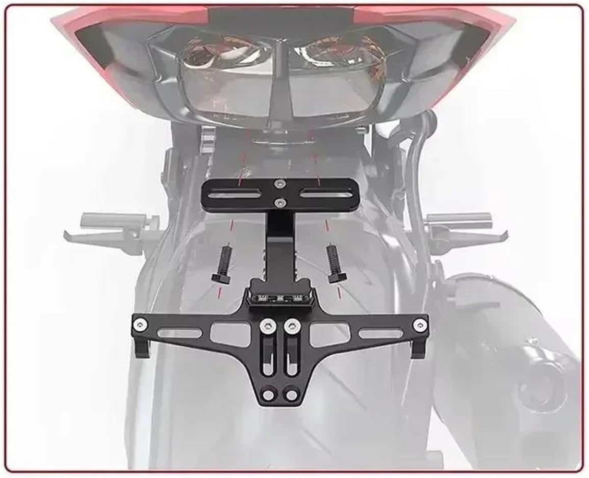 License Plate Frame For Motorcycle Modification With Light Rear License Plate Frame MSX Adjustable License Plate Frame CNC Aluminum Alloy Bracket Licens
