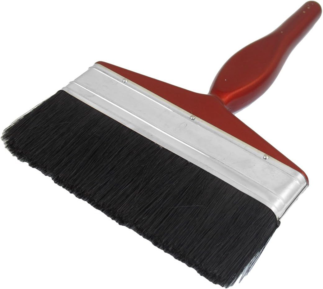 uxcell 6" Wide Burgundy Wooden Handle Black Flat Bristle Wall Paint Painting Brush - Artists Angled Paintbrushes - 