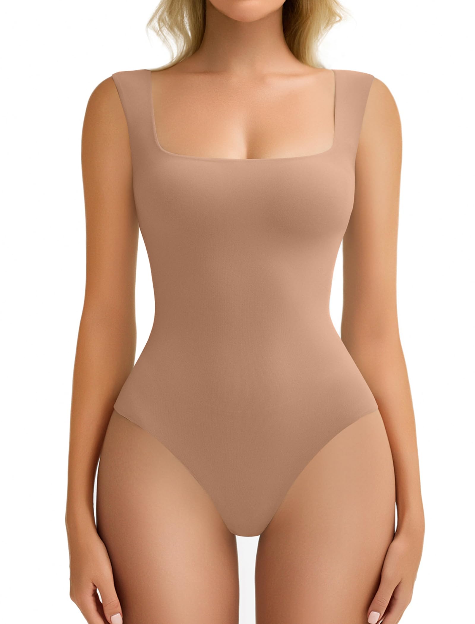 Avidlove Bodysuits for Women Square Neck Body Suit Double Lined Tank Top Bodysuit Soft