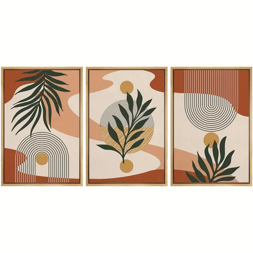 WBYZAC Botanical Posters-Canvas Print Wall Art Leaf Botanical Geometric Collage Abstract Nature Modern Art Nordic for Living Room, Bedroom Office Decor-60 * 70cm*3PCS (No Frame)