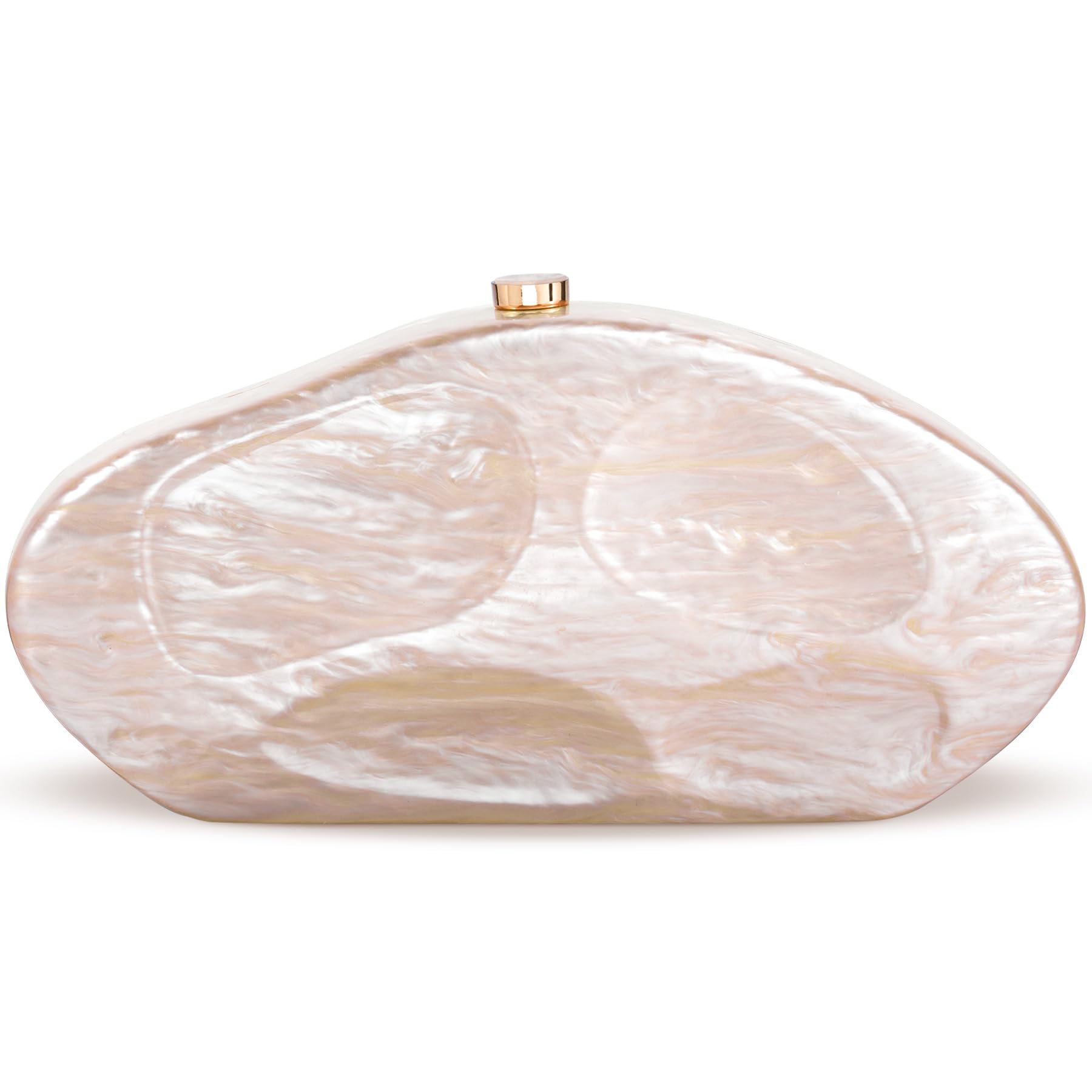 Larcenciel Pochette in Acrilico da Donna, Borsa Champagne a Forma di Conchiglia Irregolare con Catena Rimovibile, Elegante Borsa da Sera, per Feste di Nozze, Balli, Cocktail, 26,5x5 x13cm