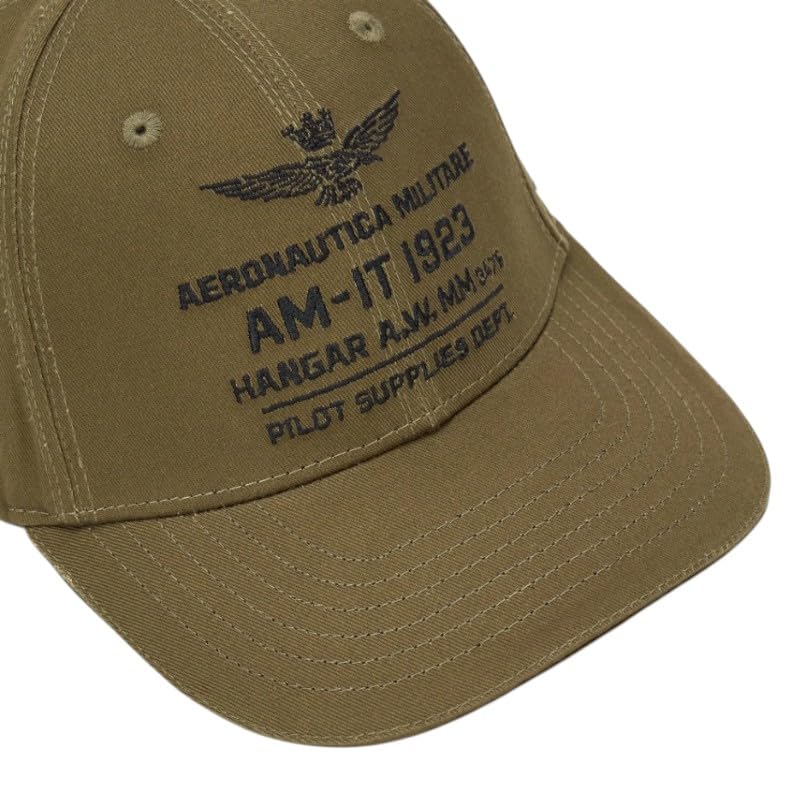 Aeronautica Militare Cappello Uomo HA1223 07198 Cappellino Dark Olive in Cotone con Applicazioni