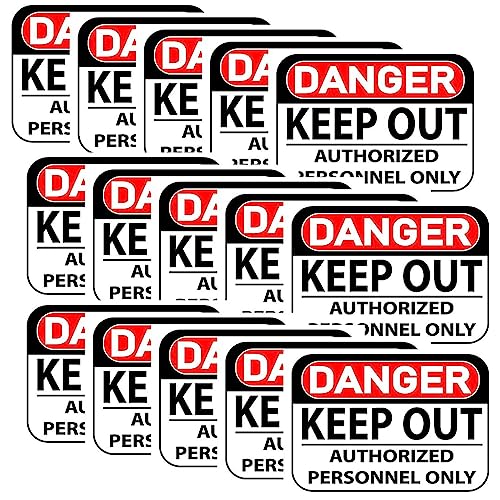 Image of CVANU Danger Keep Out Authorized Personnel Only Warning Safety Self-Adhesive Waterproof PVC Vinyl Sign Sticker Size (11.7inchX8.3inch) Pack of 15