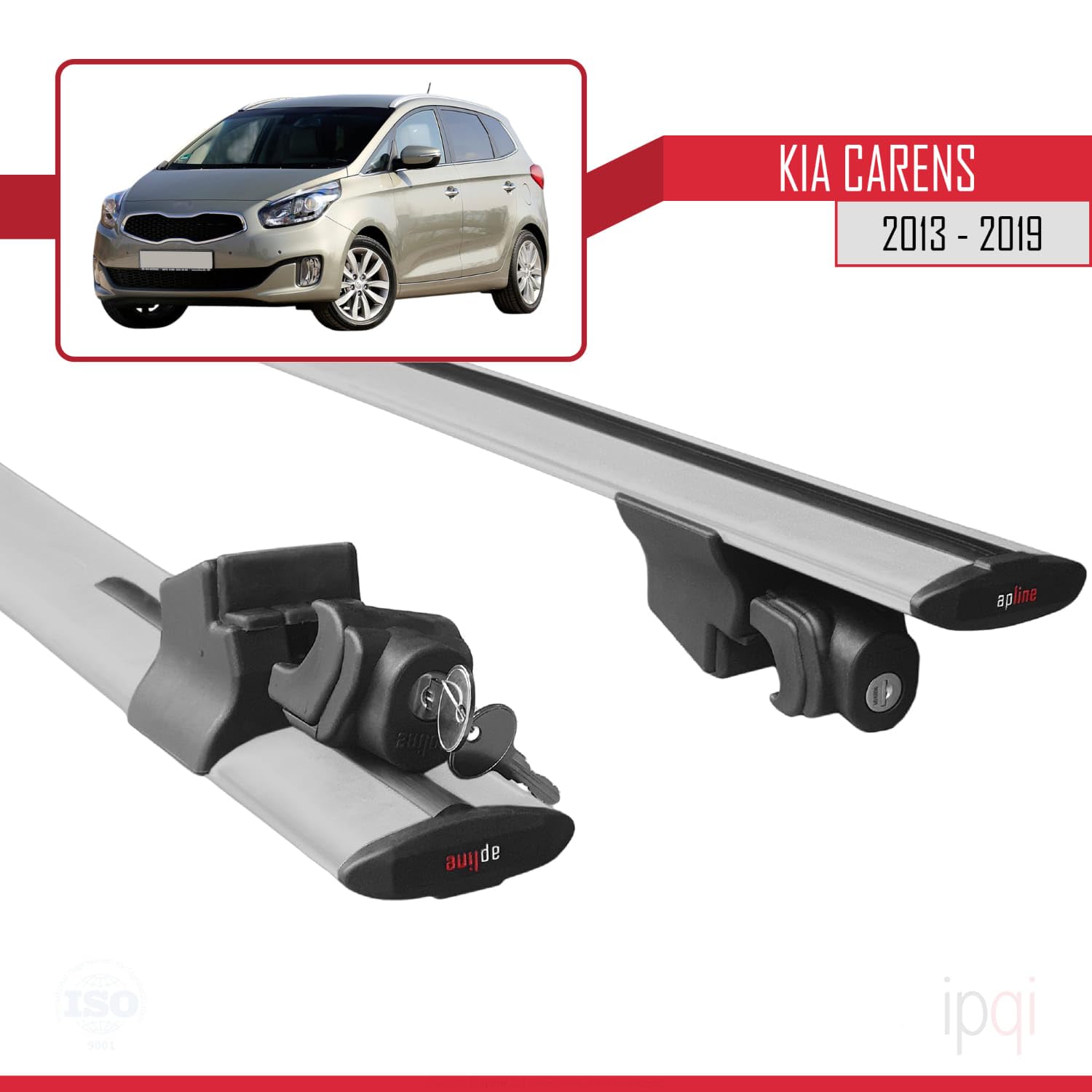 Compatible con Kia Carens 2013-2019 Hook Model Barras de Techo Auto Portaequipajes Barras Transversales Gris Aluminio 2 Barras