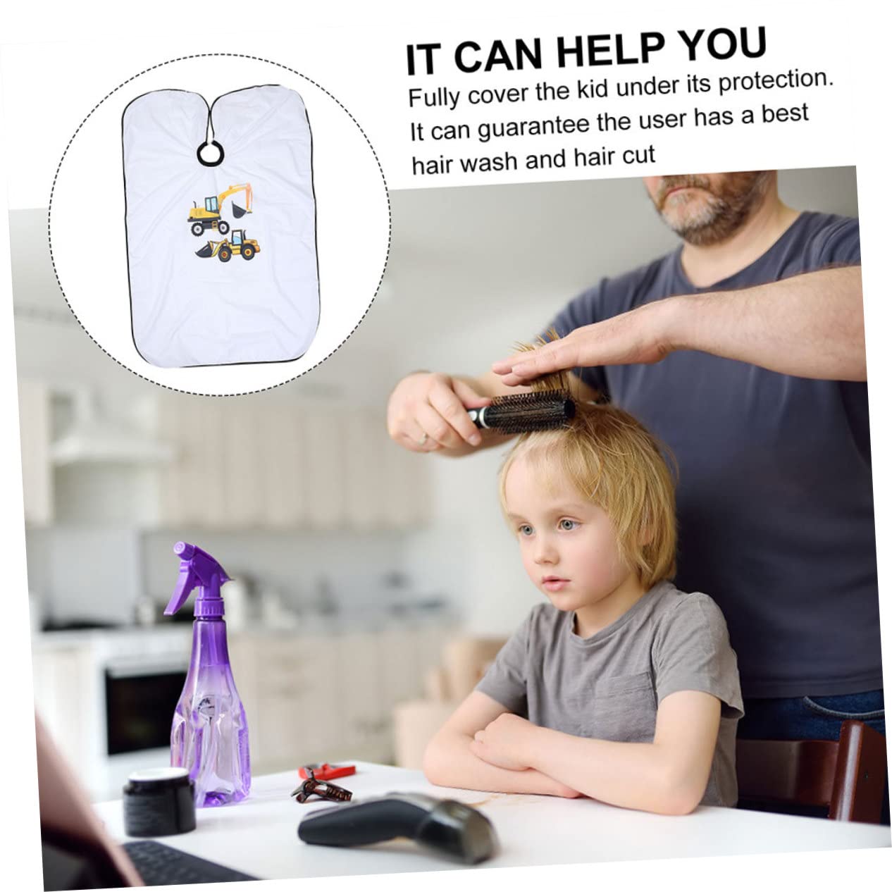 Veemoon Mantellina Taglio Chioma Per Ragazzo Ragazza Design Cartoni Animati, Grembiule Da Parrucchiere Resistente e Confortevole, Per Salone e Casa
