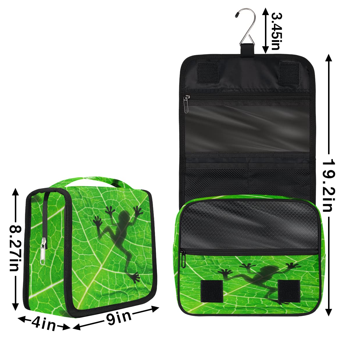 Żaba Cień Podróżna Kosmetyczka Żaba Liście Mycie Torba Unisex Wiszące przybory toaletowe Kosmetyczka Organizer do makijażu, wielobarwny, Jeden rozmiar