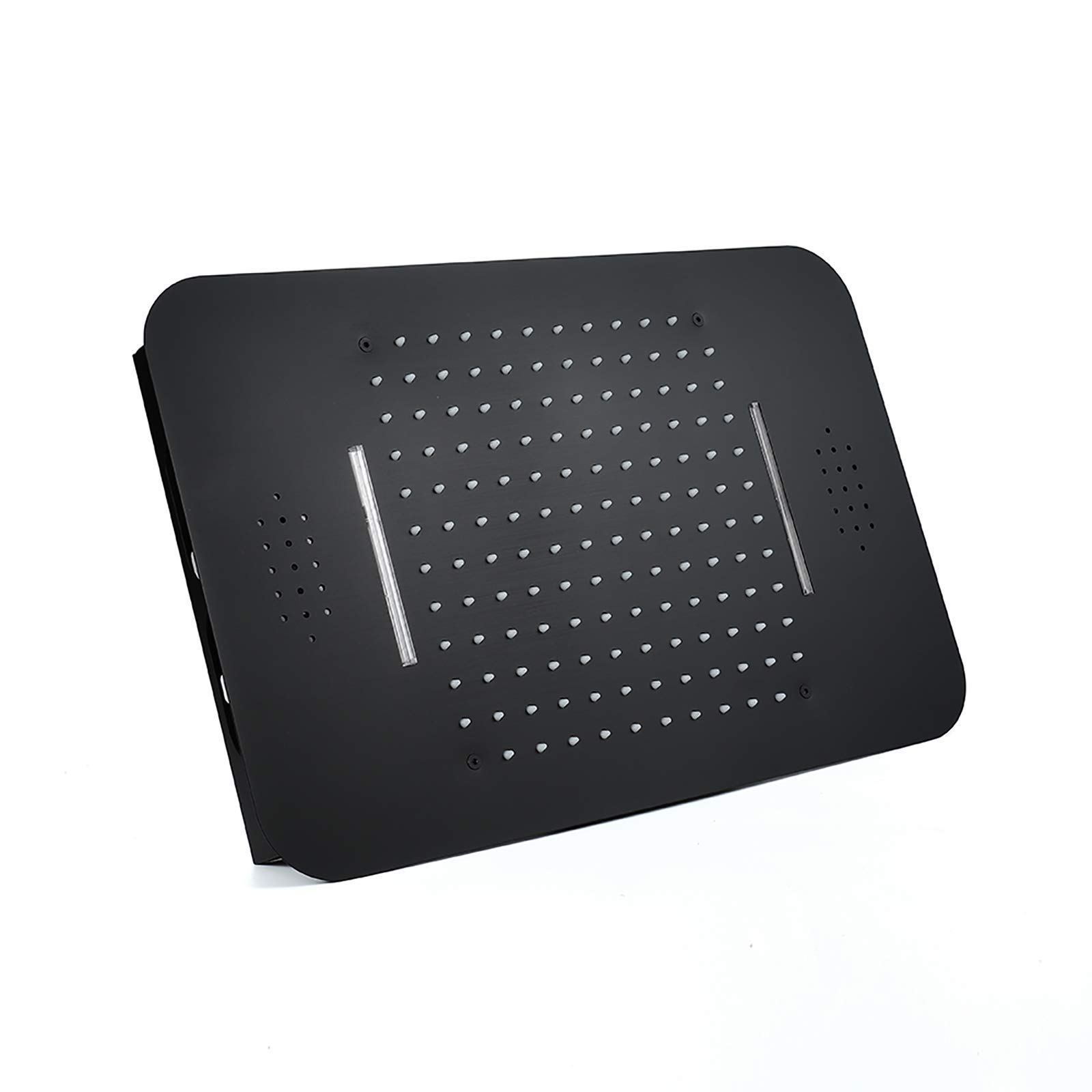 Muzyka 64 kolory LED czarny zestaw prysznicowy montowany na suficie łazienka bateria prysznicowa zestaw z głowicą prysznicową, prysznic ręczny, dysze do ciała, bateria wannowa, sterowanie telefonem