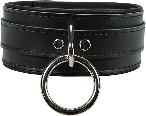 Madison Collar Latigo de piel de cordero O-Ring hecho a mano Collar de cuero acolchado (pequeño, rojo)