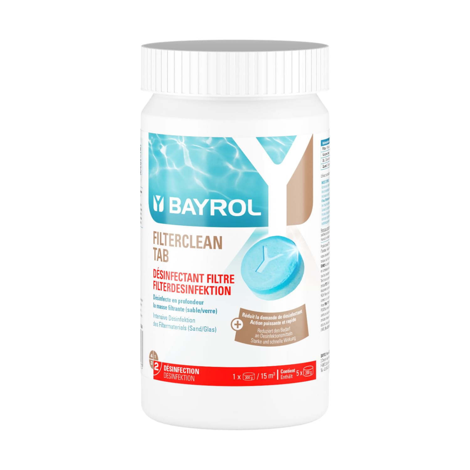 Bayrol Filterclean Tab 1 kg - Starkes Desinfektionsmittel für Filteranlagen mit Sand/Glas - Intensive Desinfektion des Filtermaterials - Filterreinigung und Filterdesinfektion, Weiss