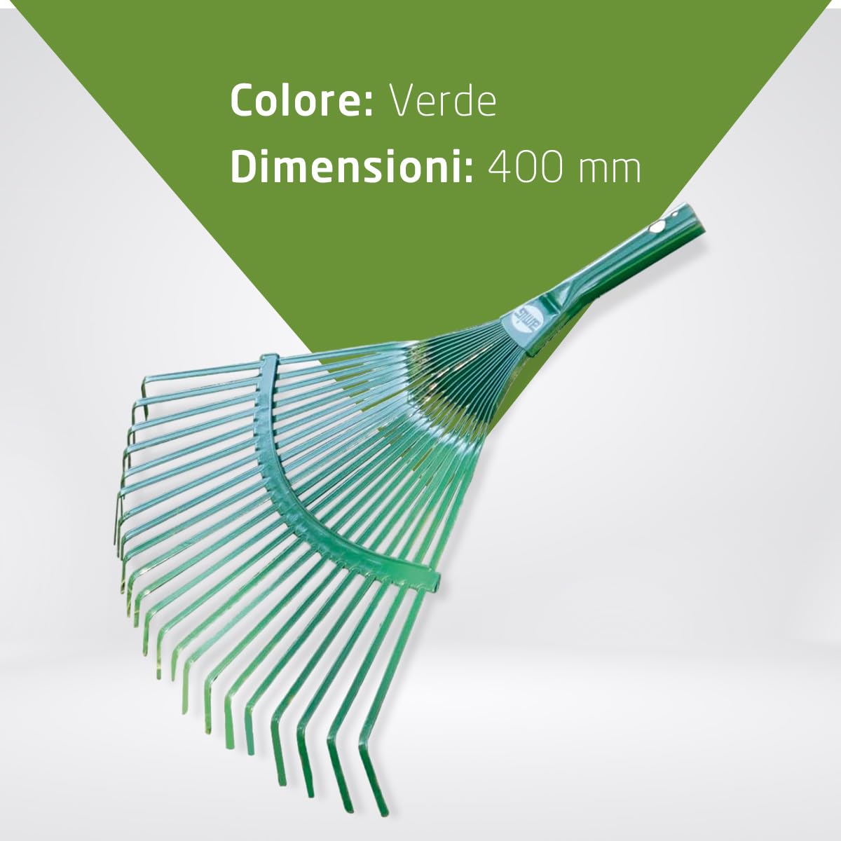 Amig - Rastrello - Rastrello giardino 22 denti - Resistente e funzionale - 400 mm - Acciaio - Verde