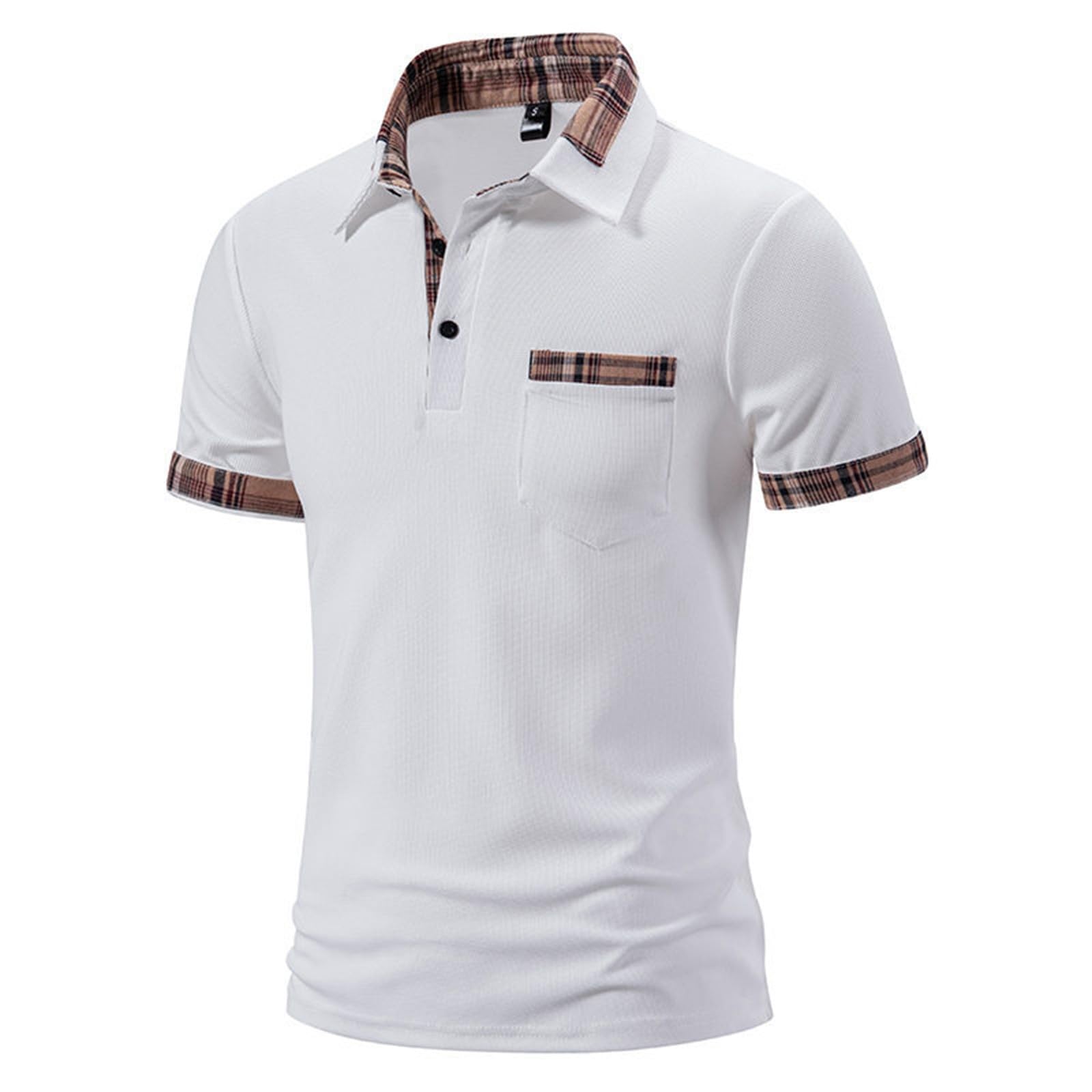Ymosrh Men's Business Casual Polo Shirts Short Sleeve T Shirt Casual Golf Work Collared Shirts for Men, M-2XL