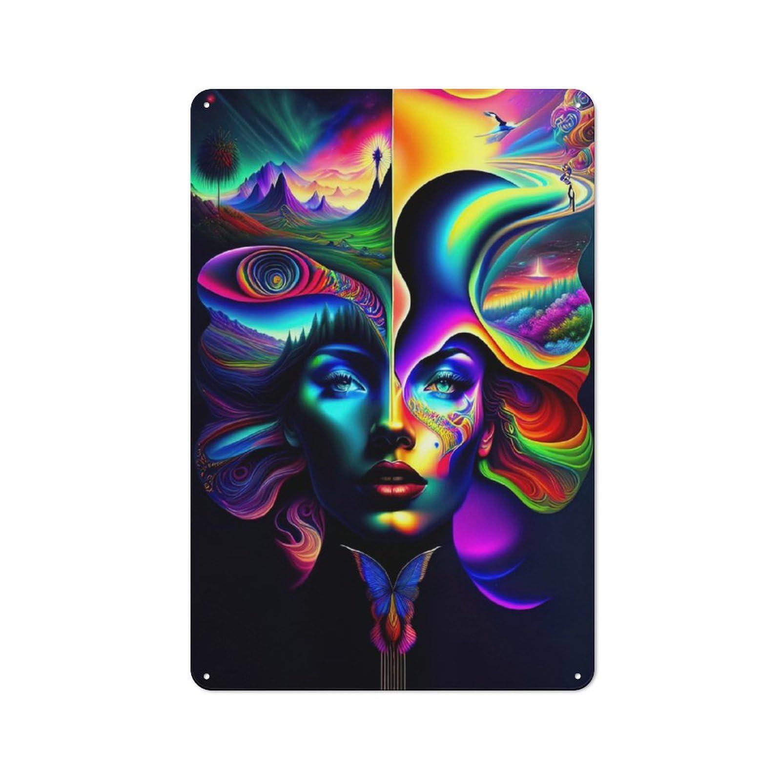 Junmoney Lady Surreal 09 Bistro Metal Sign 30X20cm, Vintage Cafe Wall Decor For Takeaway, Bar, Kitchen Or Counter Area