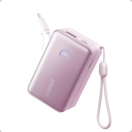Anker Nano Portable Charger, 45W 10000mAh with 2.3 ft Retractable Cable, Compact Power Bank, Travel Essential Phone Battery Pack for iPhone 17/16 Series, iPad, Galaxy, Pixel, and More