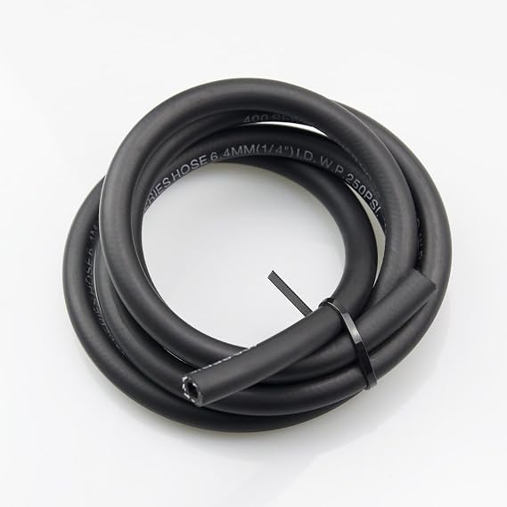 Black -4 AN NBR Push on Hose Fuel Line Compatible with Fuel System, E85, E10, Oils, Ethanol, Lubricants and Coolant (5 feet, AN4, 1/4 ID)