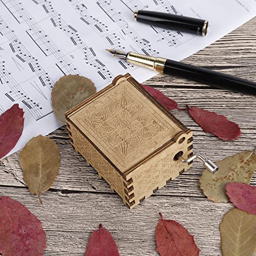 Heveer Caja de Música de Manivela de Madera Caja Musical Tallada a Mano del Tema Retro Mejor Regalo para Pareja Niños Amigos