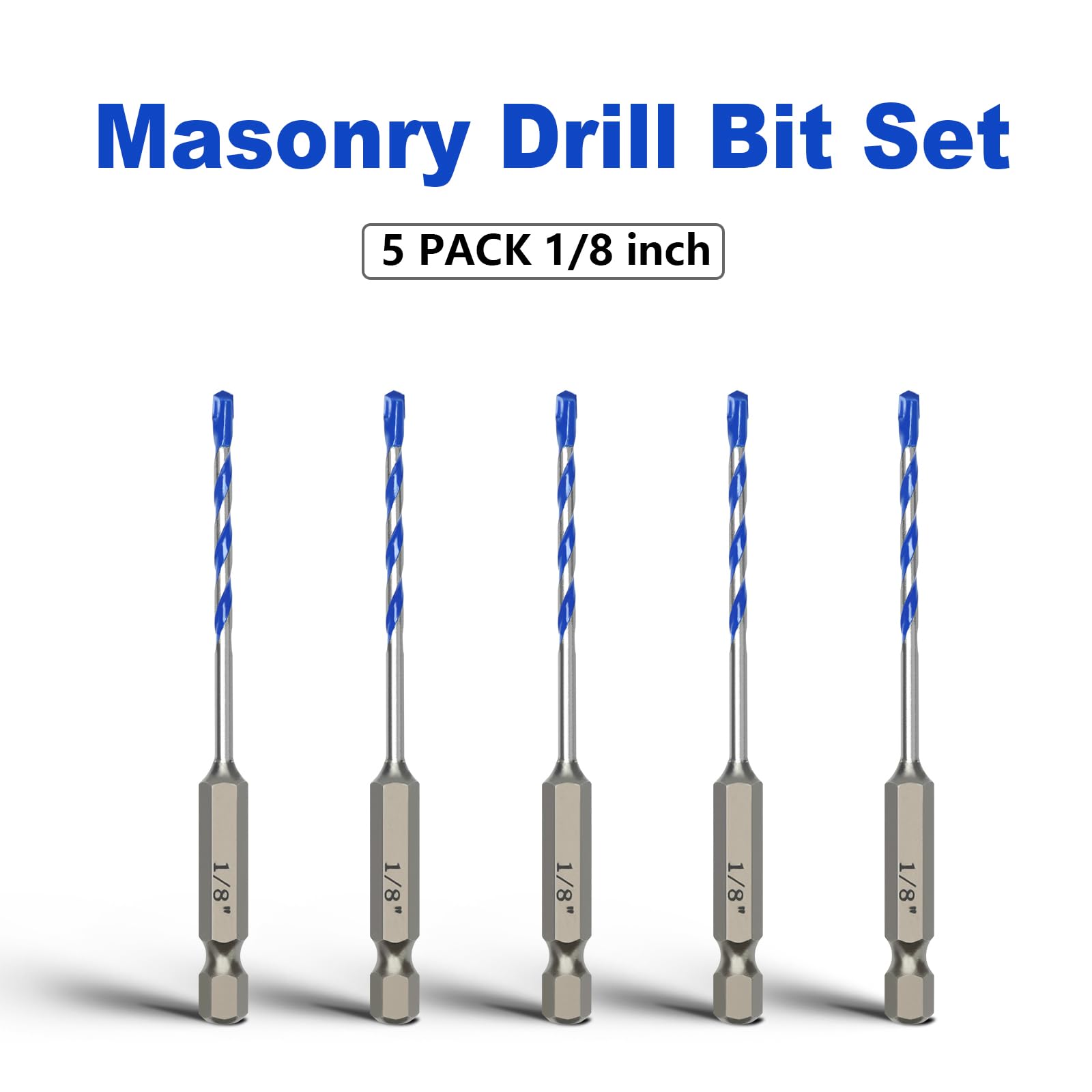 GRIXLEN Masonry Drill Bit Set - 5 Pack 1/8 Inch -2