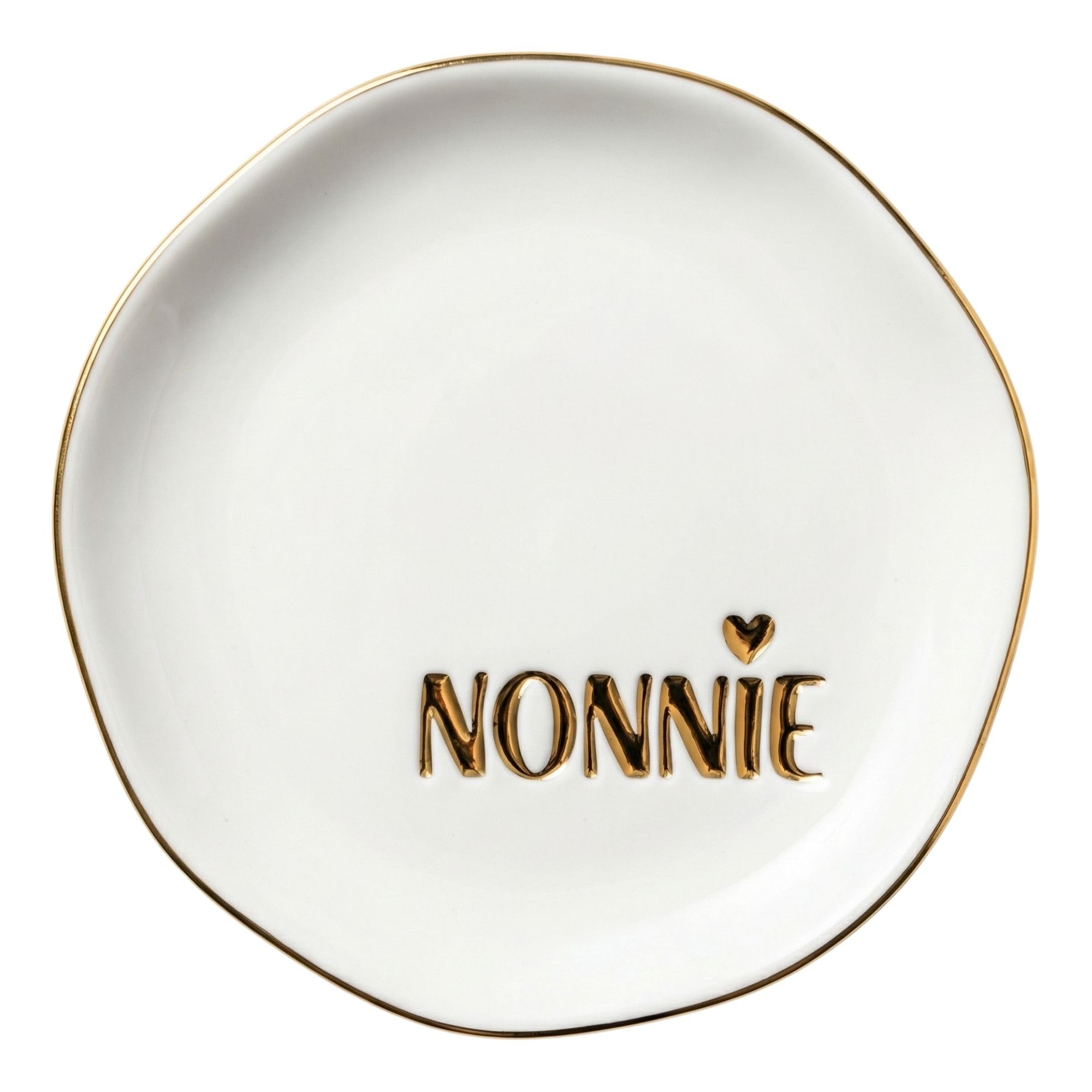 InnoBeta NONNIE Gifts Grandma Gifts from Grandkids Granddaughter for Birthday Christmas Mother's Day - 4.75" Handcrafted Ceramic Ring Dish with Gold Trim, Decorative Trinket Dish for Rings Earrings