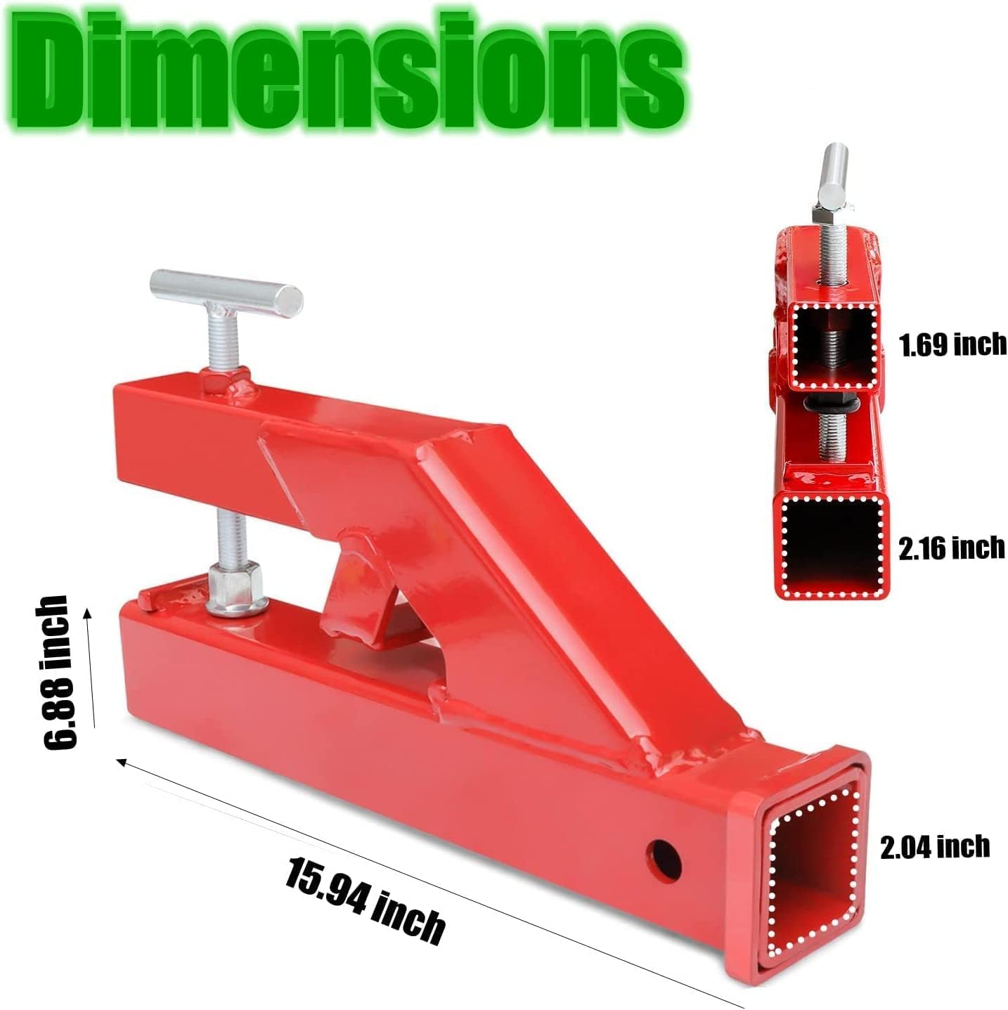 Clamp On Bucket Hitch,Bucket Trailer Hitch Receiver 2'' Ball Mount Receiver Tractor Bucket Receiver Hitch for Bobcat Tractor Fits All 2"" Hook Inserts, Red