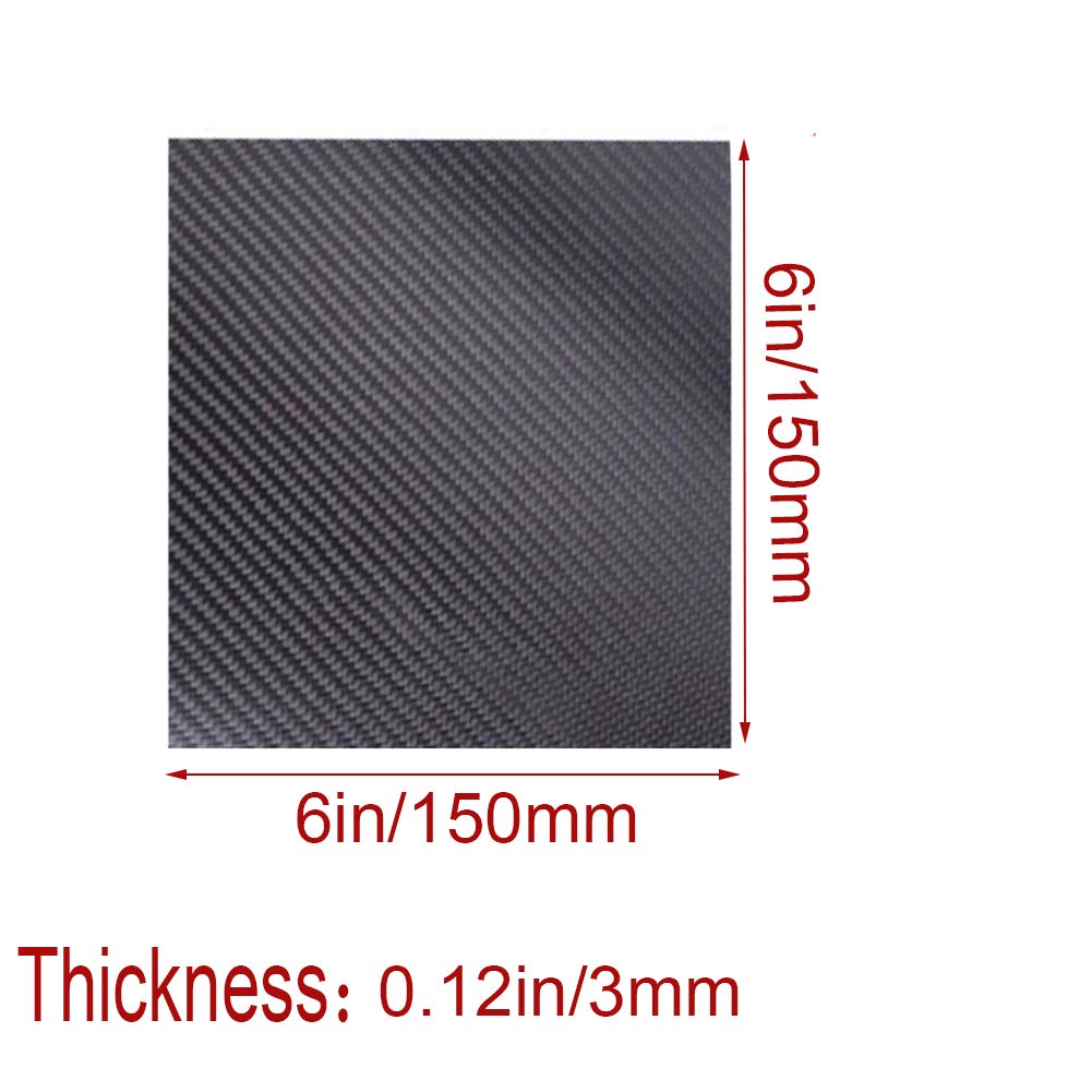 Karbon, Kohlefaserplatten, Platte, 3K-Platte, starres Laminat, Quadcopter, Multicopter, Twill, matt, 150 mm x 150 mm(Thickness3mm)