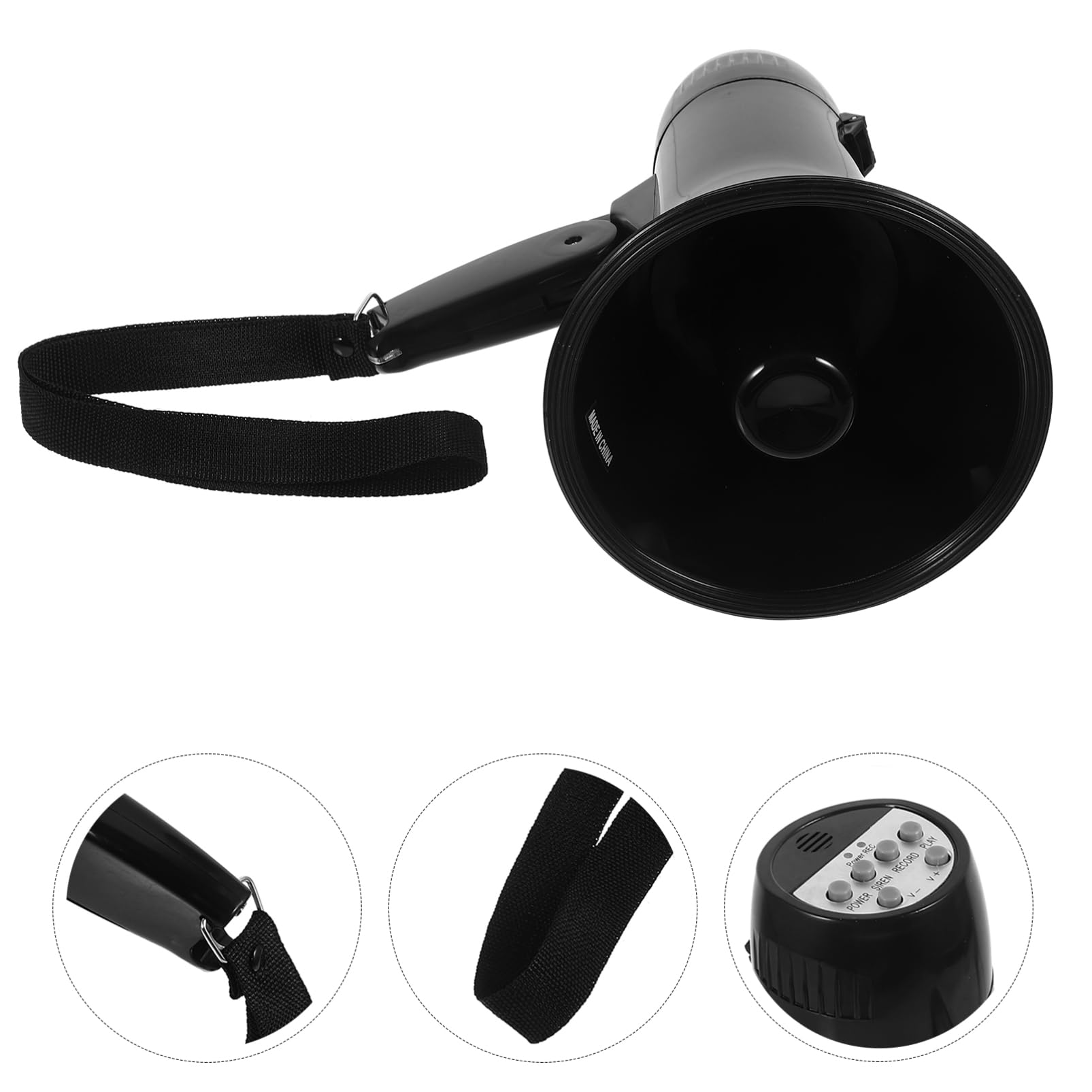TOYANDONA Megáfono de Mano 25w Negro de Abs para Eventos al Aire Libre | Salida Potente, Batería de Larga Duración, Adecuado para Rallies y Animación Deportiva