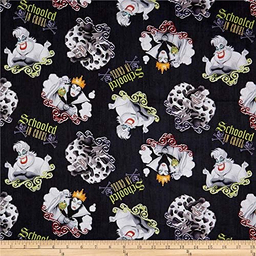 Springs Creative Products 0588927 Springs Creative Disney Villains Schooled In Cruel Black Fabric by the Yard